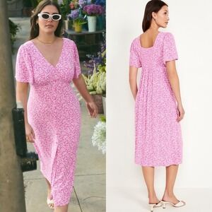 Old Navy Pink Tiered Maxi Dress Womens Size Large 2021 Seersucker All Day Boho